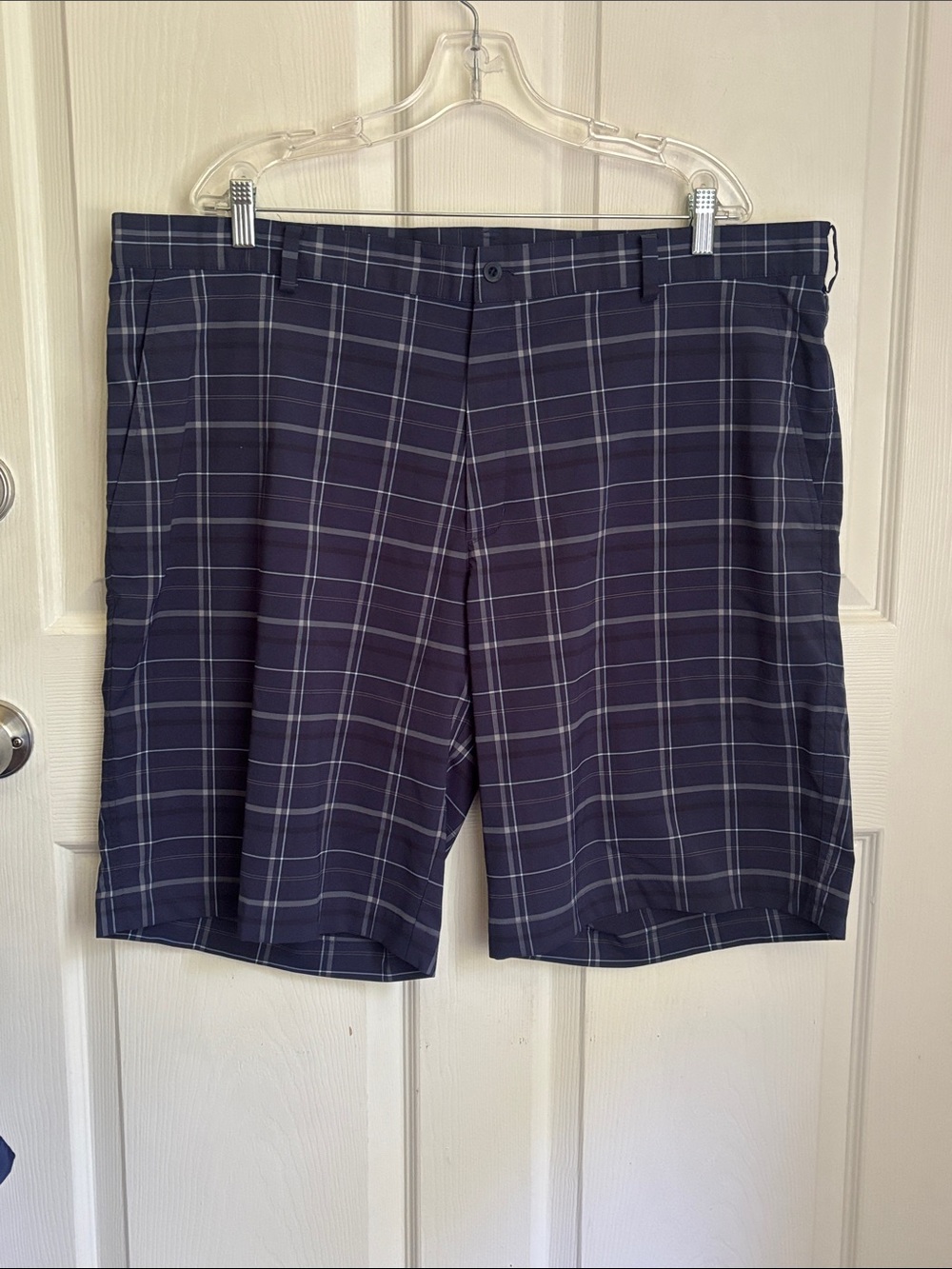 NIKE Dri Fit Golf Navy Plaid Performance Shorts Size